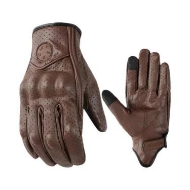 Imagem de Luvas De Couro Vintage Retrô Para Motocicleta Masculinas E Femininas, 