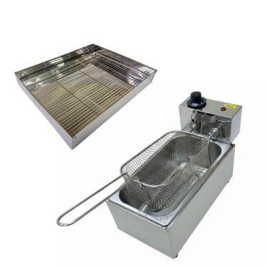 Imagem de Kit Fritadeira Elétrica 3,5L Escorredor de Óleo Inox 220V - Global, 22