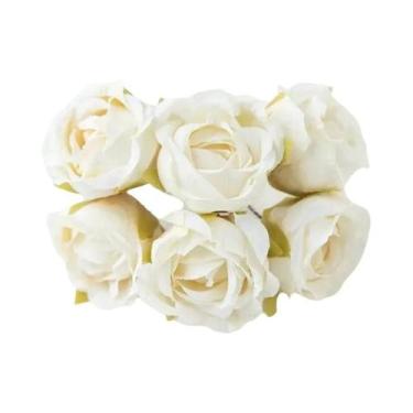 Imagem de Flores Artificiais De Rosa De Seda, 6 Peças, Mini Buquê, Guirlanda, Sc