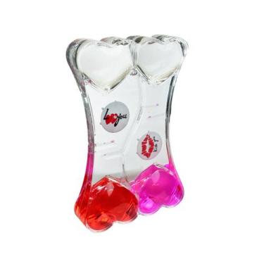Imagem de Ampulheta de óleo liquido com temporizador coração duplo  - Amigold, D