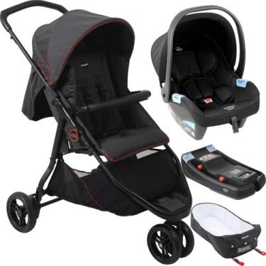 Imagem de Carrinho com Moises Bebe Conforto Preto Base Burigotto CR3 22 Gray Red