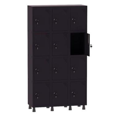 Imagem de Armário Guarda Volume Locker Roupeiro 3 Vãos 12 Portas Aço GRF503/12 P