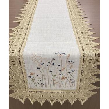 Imagem de Caminho de Mesa Bordado 45 x 1,60 Multi Trade, Bege 058