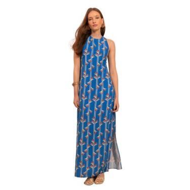 Imagem de Vestido Longo Estampado Lez A Lez, Azul, P