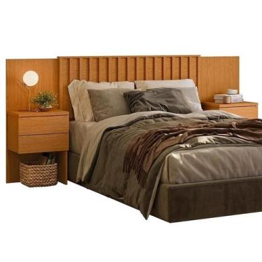 Imagem de Cabeceira Para cama Box Queen/king Com 2 Mesas Laterais Olinda Cinamom