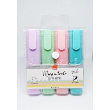 Imagem de Marca Texto glitter pastel, estojo c/4 cores - BRW