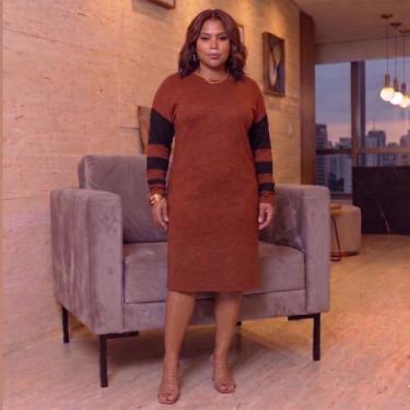 Imagem de Vestido Midi Frio Manga Longa Inverno Lanzinha Plus Size - Rosana Farc