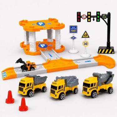 Imagem de Pista de Trânsito Infantil com Caminhões e Placas 10 Peças - Flix M