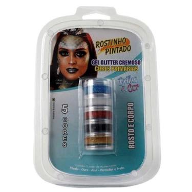Imagem de Tinta Facial Gel Gliter Kit 5 Cores Primarias - Ideal