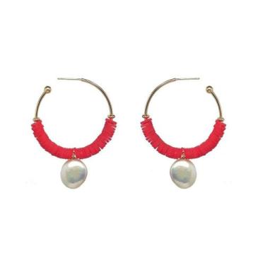 Imagem de Argola colors com pérola de água doce - brinco semijoia - VIDIÈ