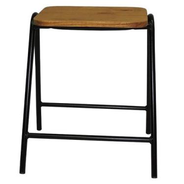 Imagem de Banco Stak Decorativo Baixo Preto - Overseas