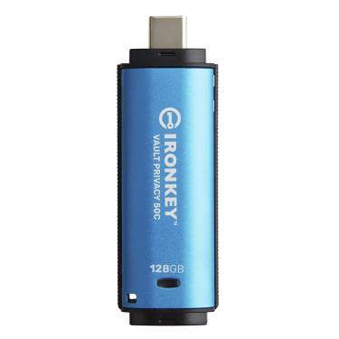 Imagem de Pen Drive Ironkey Vault Privacy 50c com Criptografia e Resistência a Impactos Azul Kingston 128GB