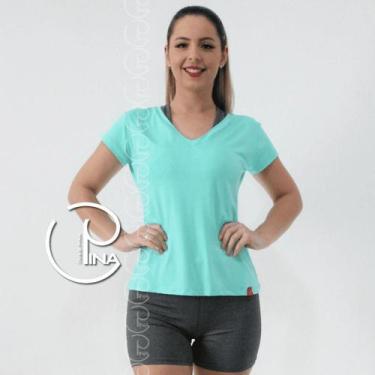 Imagem de Blusa Academia Ginástica Gola V em Visco PINA, GG, Azul