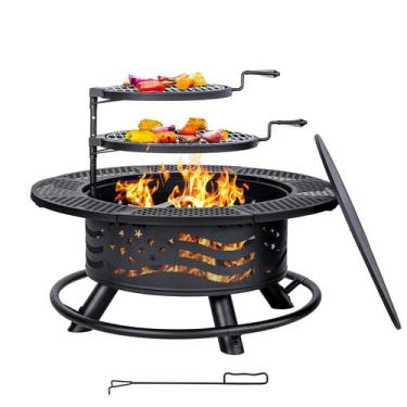 Imagem de Brasero Panovue 91 cm a lenha com grelha para churrasco e tampa