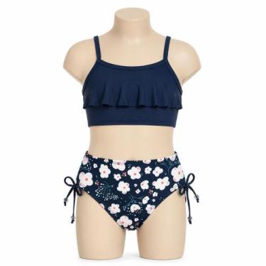 Imagem de Conjunto Biquíni Infantil Babado Floral Verão UV Praia - - anjo da mam
