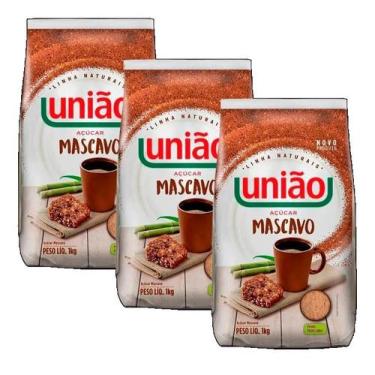 Imagem de kit 3 AÇÚCAR MASCAVO UNIÃO 1KG