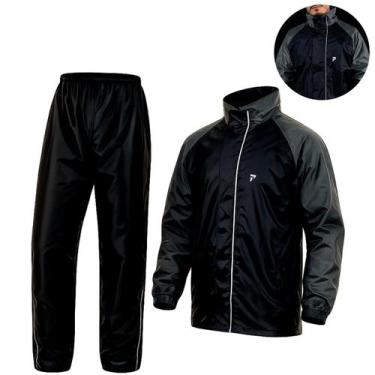 Imagem de Conjunto Capa Chuva Moto Masculino Impermeável Nylon Forrado Bolso Zíp