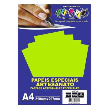 Imagem de Papel Neon 180g A4 Especial para Artesanato Enfeites Decoração Off Pap