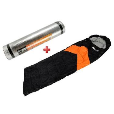Imagem de Saco de Dormir Nautika Viper Preto e Laranja + Isolante Térmico Nautik