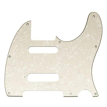 Imagem de Musiclily Pro 8 Furos SS Tele Escudo para Guitarra EUA/México Fender Deluxe Nashville Telecaster, 4 camadas Aged White Perolado