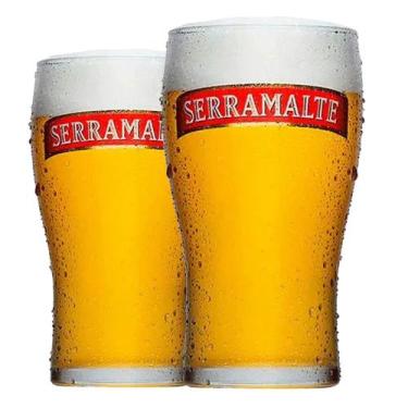 Imagem de Kit 2 Copos Para Cerveja E Chopp Oficial Serramalte - 340ml - Ambev
