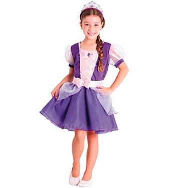 Imagem de Fantasia Princesa Rapunzel De Luxo Verão Infantil Com Coroa M 5-8