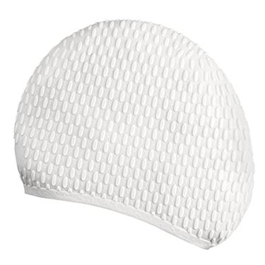 Imagem de Touca de natação de silicone para adultos homens mulheres touca de natação para cabelos longos cabelos curtos(Branco)