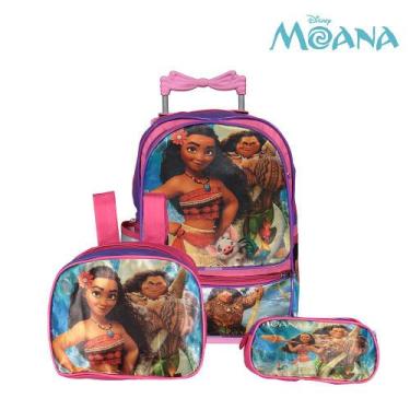 Imagem de Kit Mochila Escolar Infantil Moana E Maui Disney Com Rodinha - Toys 2U