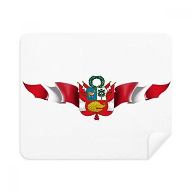 Imagem de Pano de limpeza com emblema nacional da bandeira do Peru Limpador de tela 2 peças de tecido de camurça
