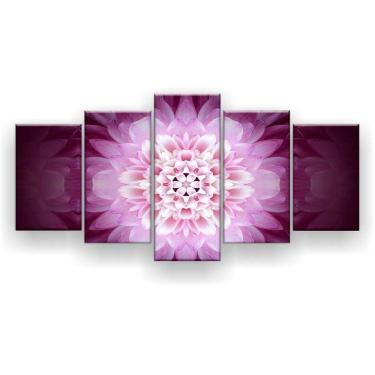 Imagem de Quadro Decorativo Flor Rosa Mandala 129x61 Sala Quarto