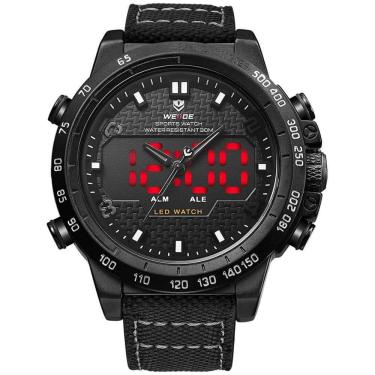 Imagem de Relógio masculino digital e analógico weide 6102 preto led pulseira especial 