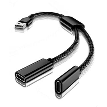 Imagem de Elebase Para iPhone 17 USB macho para adaptador duplo USB C fêmea, cabo de carregador tipo A, dois divisores para iPad 8º 9º 10º Air 4th 5th Mini 6th, iPhone 16 15, Samsung Galaxy Note S23 S24, Google