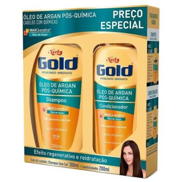 Imagem de Kit Shampoo 300ml + Condicionador 200ml Niely Gold Pós Quimica