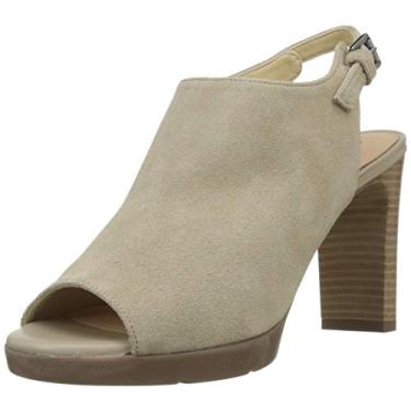 Imagem de Geox Sandálias femininas de salto anabela bico aberto, Bege cinza-acinzentado C6738, 5 UK
