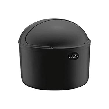 Imagem de Lixeira Plastica De Cozinha Pia Com Tampa Capacete E Abertura Frontal 4 Litros Uz Preta, UZ