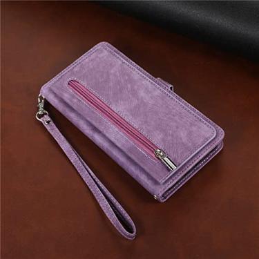 Imagem de Capa de telefone de couro com alça longa para Samsung Galaxy A13 A23 A33 A53 A12 A22 A32 A52 S A51 A71 Zíper Carteira Multi Card Cover, Roxo, para Samsung A52 (4G 5G)