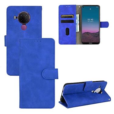Imagem de YUNCHAO Caixa de telefone Para Nokia 5.4 Cor de cor sólida Feia magnética fivela horizontal Flip Bezer capa para celular
