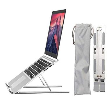 Imagem de Mingzhe Suporte para notebook de liga de alumínio portátil dobrável para notebook suporte ergonômico para notebook desktop com 6 níveis de ajuste de altura para notebook tablet dentro de 15,6 polegada