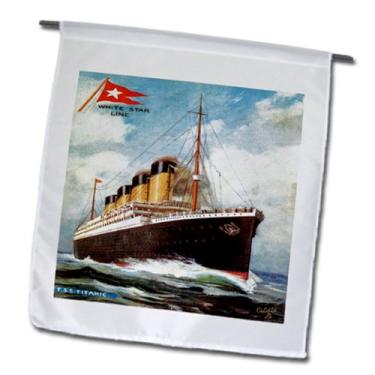 Imagem de 3dRose fl_149236_1 Bandeira de jardim vintage branca linha estrela Ss Titanic, 30 x 45 cm