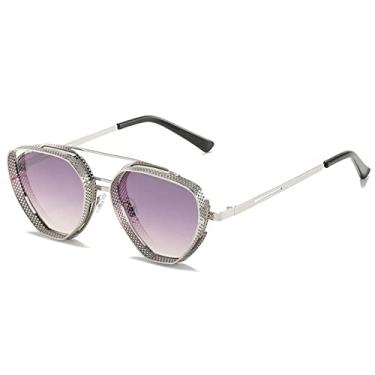 Imagem de Óculos de Sol Steampunk Retro Masculino Feminino Metal Armação Oca Óculos Moda Designer Óculos de Sol UV400,C14,Óculos