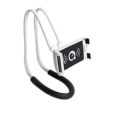 Imagem de Suporte para celular Lazy pendurado no pescoço, braço longo flexível Airlxf suporte clipe suporte suporte 360 rotativos faça-você-mesmo com várias funções para mesa de mesa, bicicleta e motocicleta (branco)