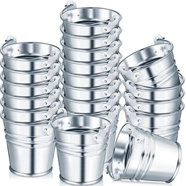 Imagem de 50 Pack Mini Metal Buckets Small Tin Pails with Handles Mini Buckets Small Tin Buckets Galvanized Buckets Metallic Pails for Party Favors, Vase, Crafts, Garden Planter, 2.1 x 2 x 1.6 Inch