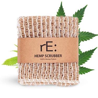 Imagem de rE: Esfregador de cânhamo para pratos e banho, ecológico, 100% fibra de cânhamo, biodegradável, sem odor, não branqueado, sem plástico, zero desperdício (pacote com 3)