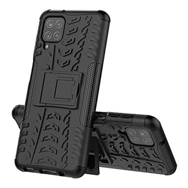 Imagem de Capa protetora de telefone compatível com Samsung Galaxy A12 5G, TPU + PC Bumper Hybrid Militar Grade Rugged Case, Capa de telefone à prova de choque com suporte (Cor: Preto)