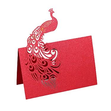 Imagem de Cartão de Natal cartão de nome de mesa pavão cortado a laser mesa nome lugar cartões cartão de felicitações assento nome mensagem cartão configuração de mensagem casamento festa de aniversário decoração 50 peças cartão de feriado