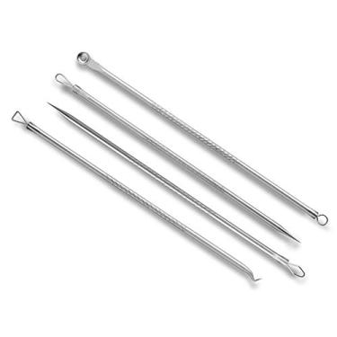 Imagem de Andoer 4 unidades/conjunto Kit de ferramentas de agulhas para remoção de cravos pretos Clipe de acne Mancha Espremer espinhas Extrator de acne Extrator de poros de cabeça negra Ferramenta de limpez