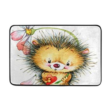 Imagem de My Daily Cute Hedgehog Capacho flor coração vermelho 40 x 60 cm, sala de estar, quarto, cozinha, banheiro, tapete impresso em espuma leve