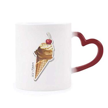 Imagem de Caneca de cerâmica chocolate doce sorvete cone sensível ao calor Caneca vermelha muda de cor