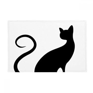 Imagem de DIYthinker Tapete elegante de gato preto com contorno de animal tapete antiderrapante para porta de banheiro