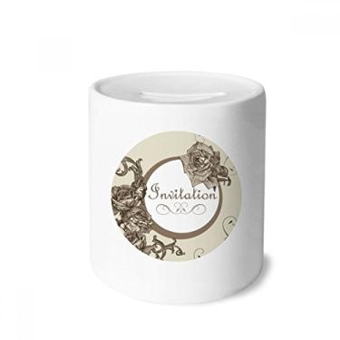 Imagem de DIYthinker Caixa de moedas de cerâmica com estampa de flores de rosas antigas, presente de cofrinho